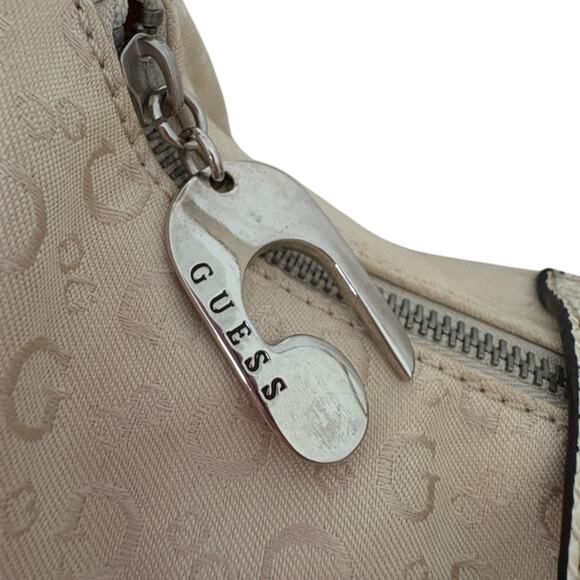 VTG Guess Y2K Cream Logo Faux Croc Patent Leather Shoulder Bag Studded EUC - Picture 5 of 13